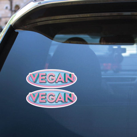 2X Vegan Pink Badge Sticker Decal