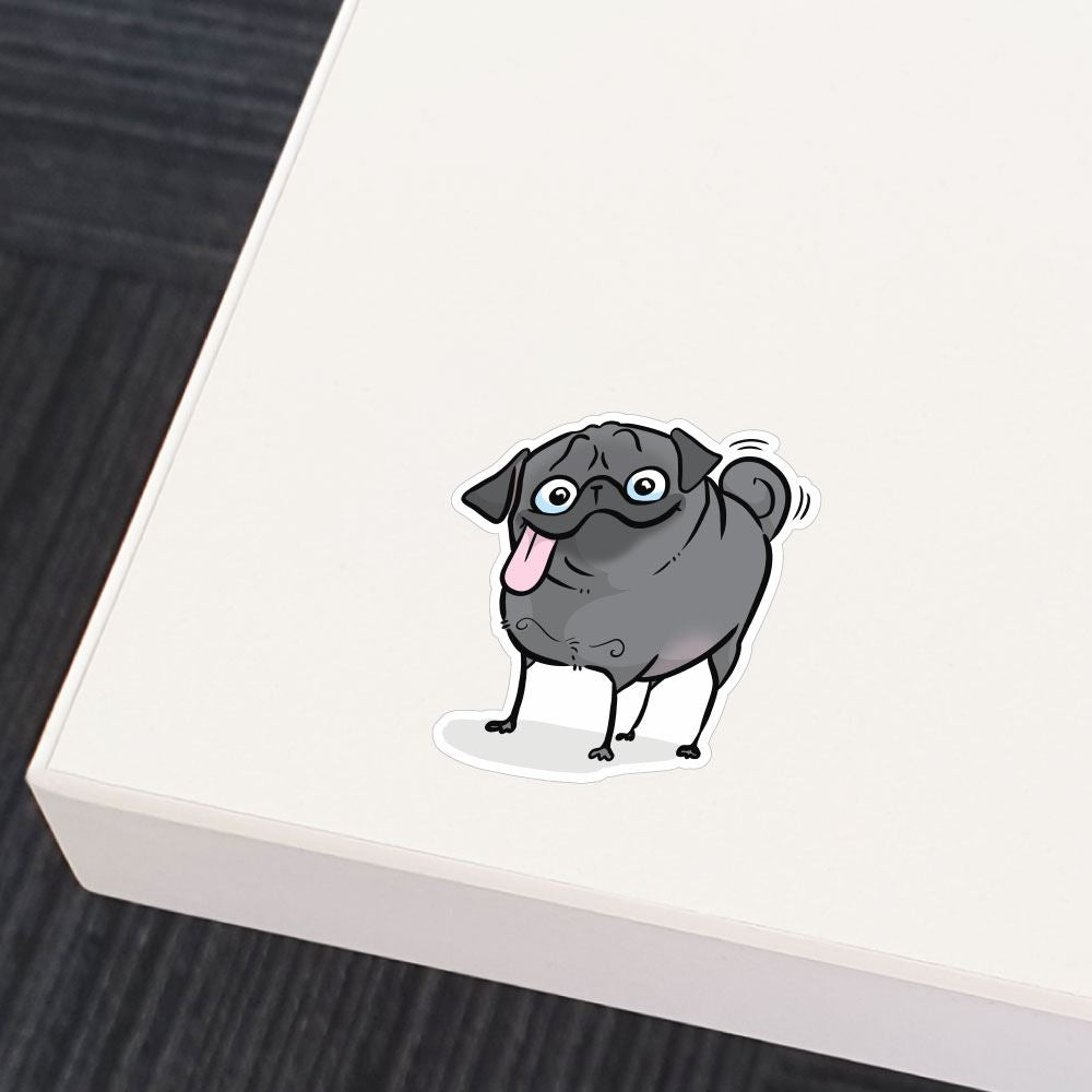 Happy Derp Black Pug Sticker Decal