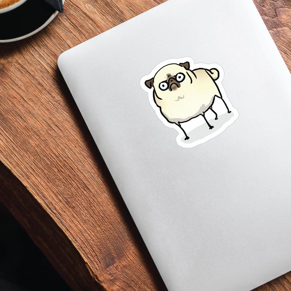 Angry Pug White Sticker Decal