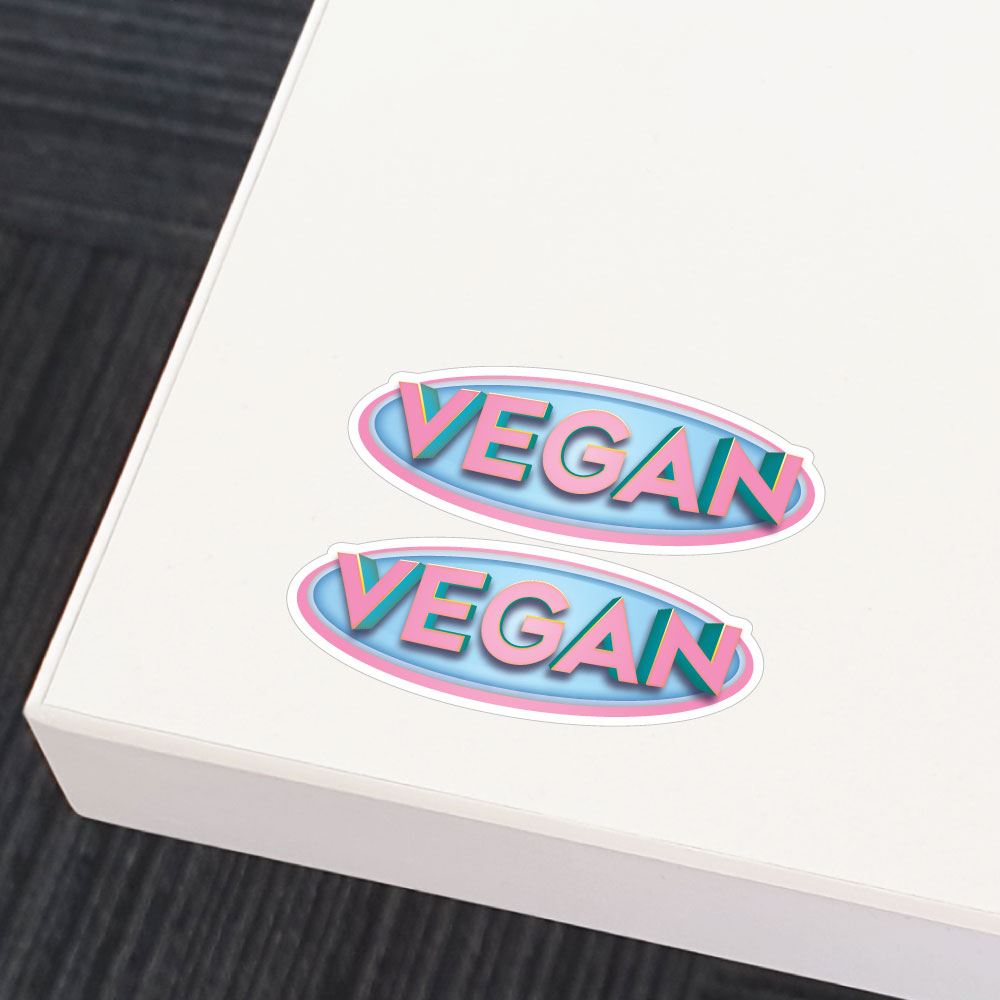 2X Vegan Pink Badge Sticker Decal
