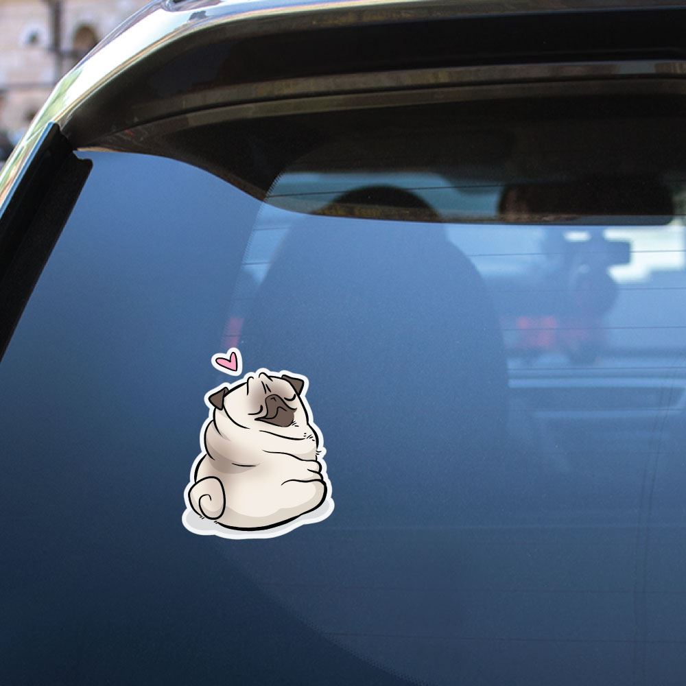 Love Rolls White Pug Sticker Decal