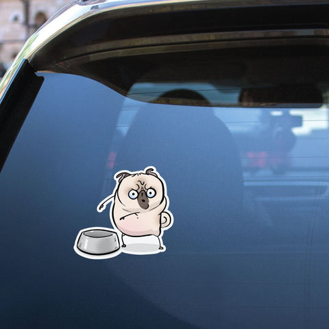 Empty Bowl White Pug Sticker Decal