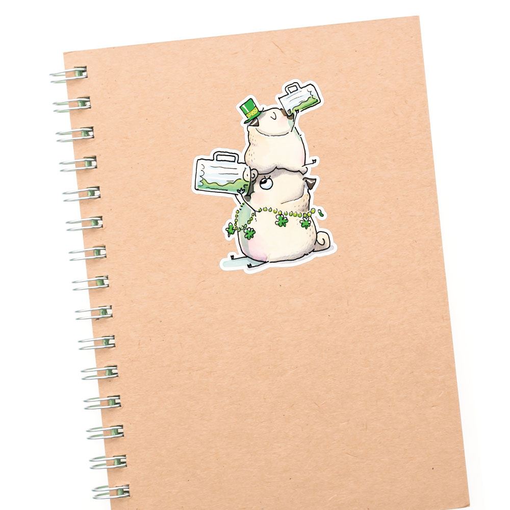 Saint Patricks Day Pugs Sticker Decal