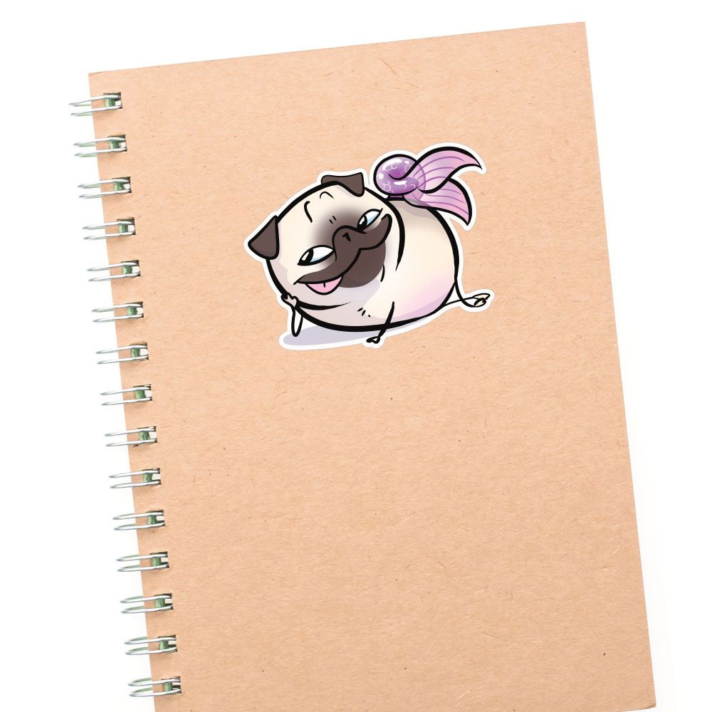 Pug Mermaid Sly White Sticker Decal