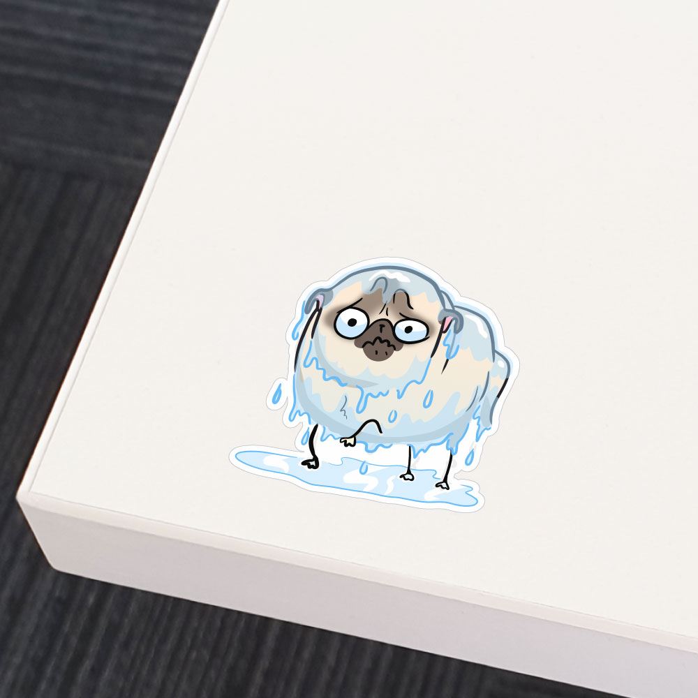 Rain White Pug Sticker Decal