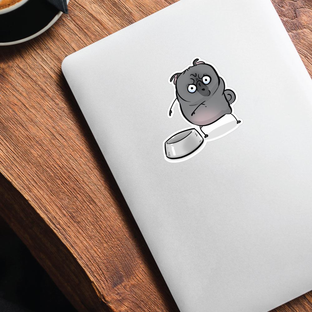 Empty Bowl Black Pug Sticker Decal
