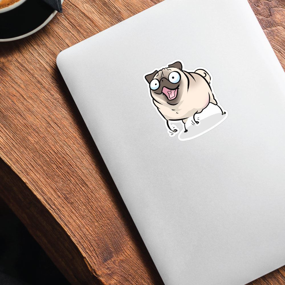 Tippy Taps White Pug Sticker Decal