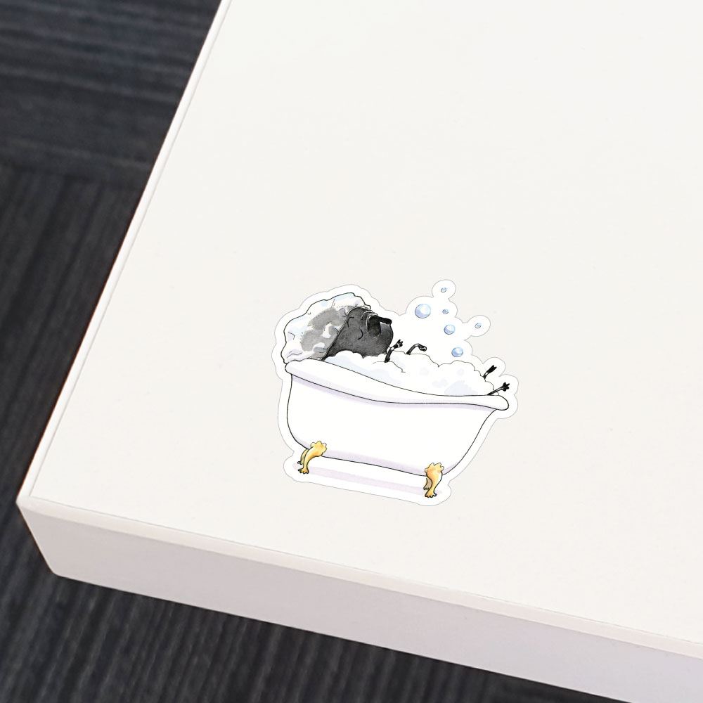 Pug In A Tub Sticker Decal