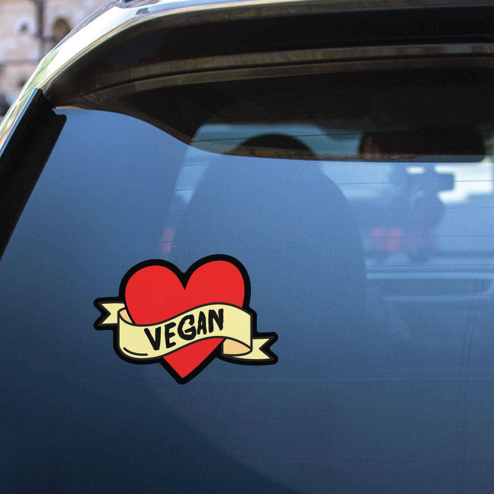 Vegan Heart Tattoo Style Sticker Decal