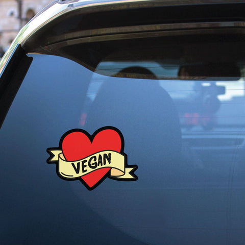 Vegan Heart Tattoo Style Sticker Decal