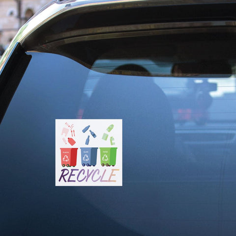 Recycle Plastic Glass Paper Sticker Decal