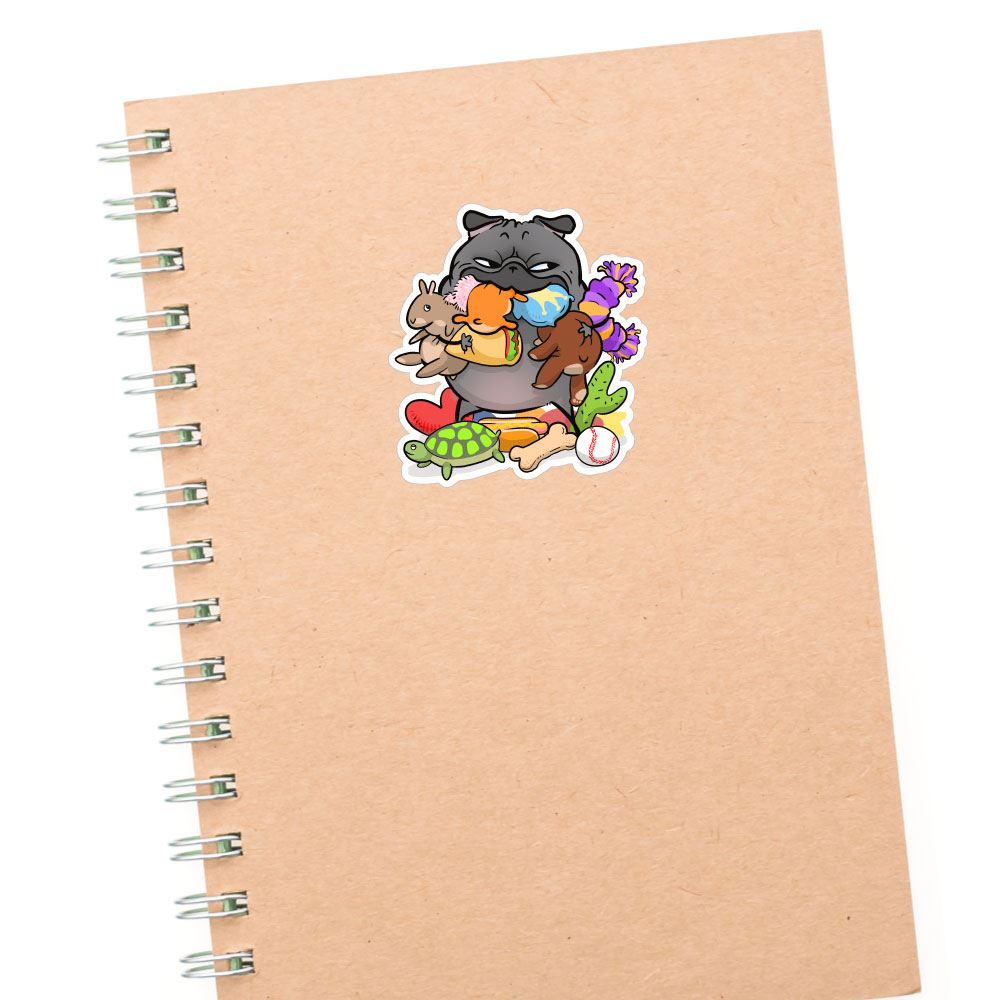 Stuffies Toys Black Pug Sticker Decal