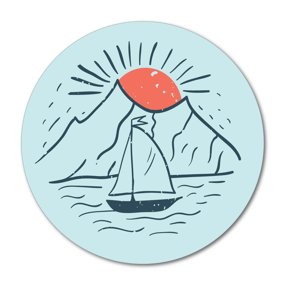 Sailboat In The Mountain Lake Sticker Decal