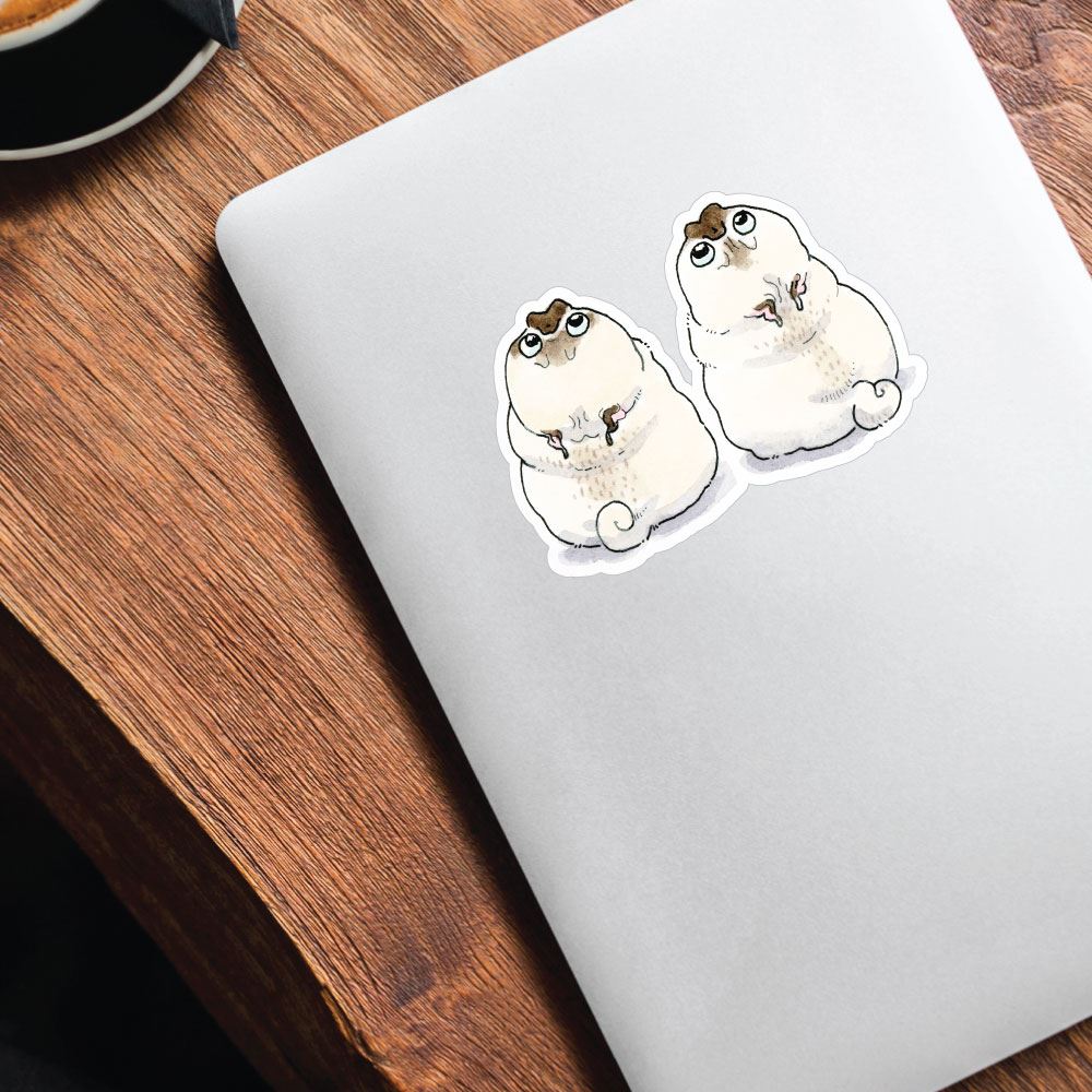 Two Pugs Staring Into The Sky Sticker Decal