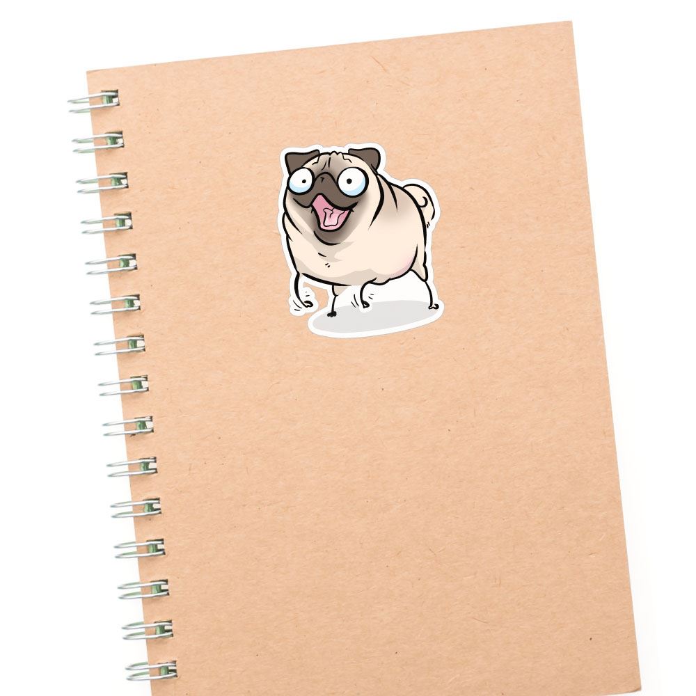 Tippy Taps White Pug Sticker Decal