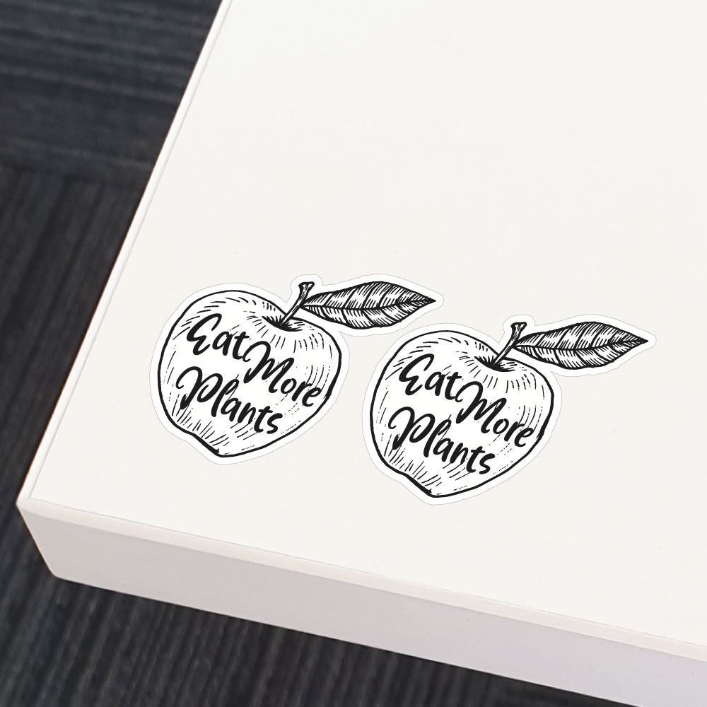 2X Eat More Plants Apple Sticker Decal
