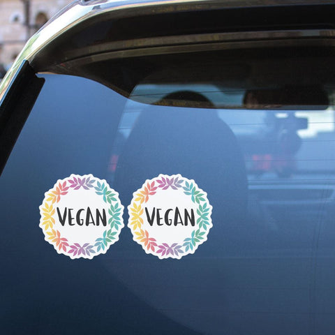 2X Vegan Rainbow Style Sticker Decal