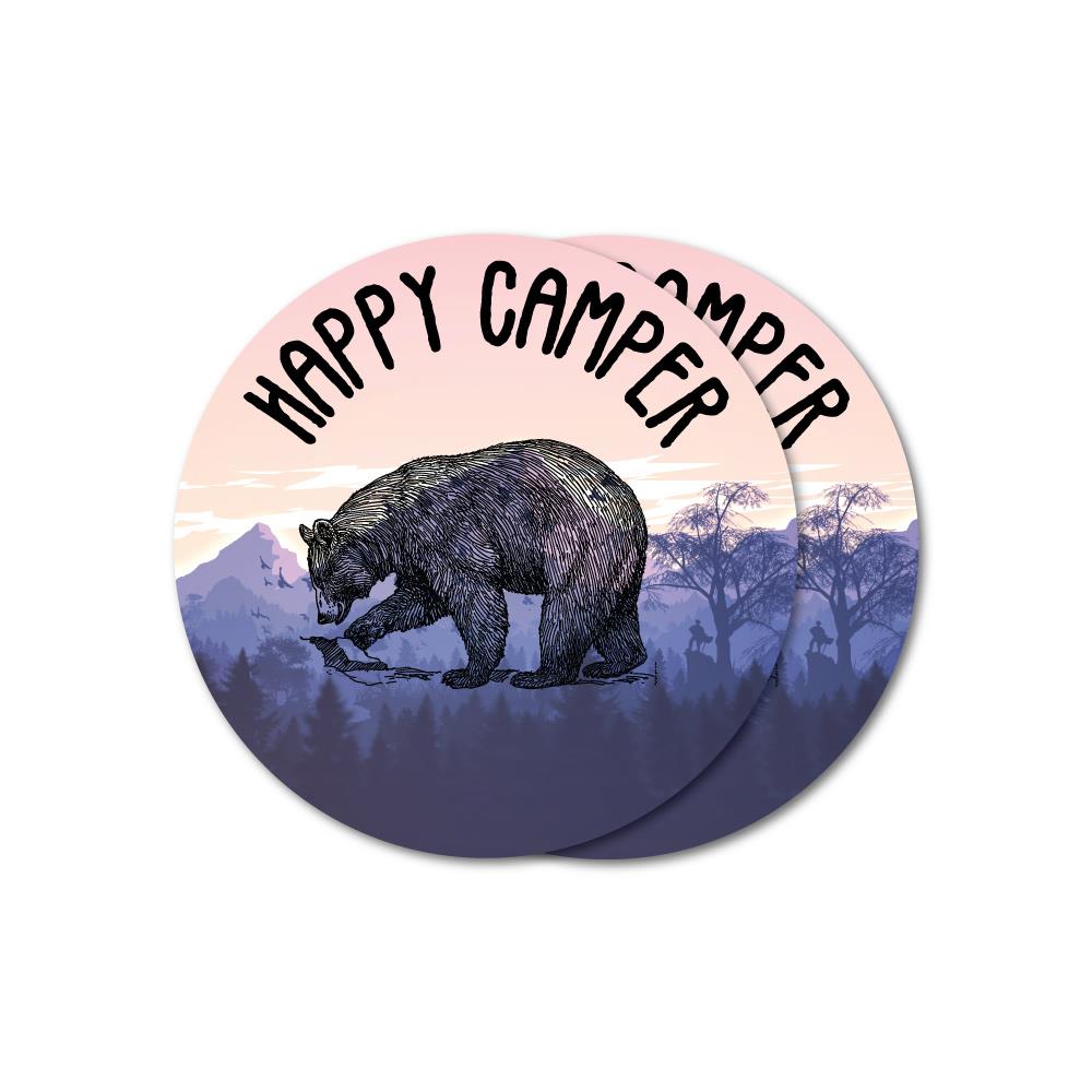 Happy Camper Bear Sticker Decal