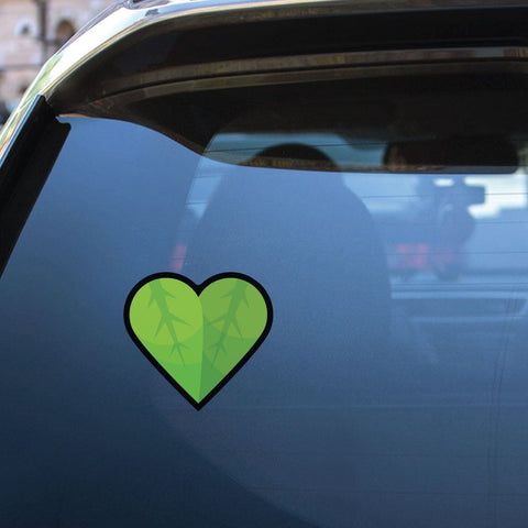 Green Leaf Heart Sticker Decal