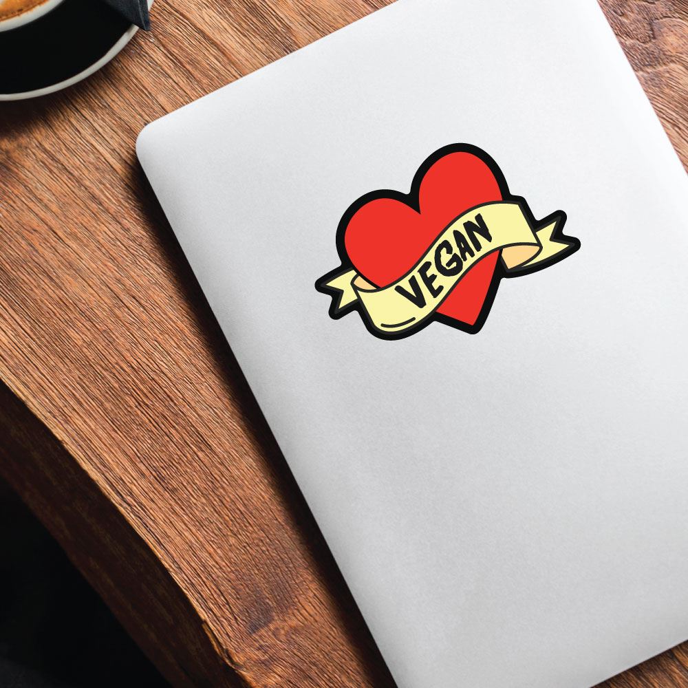 Vegan Heart Tattoo Style Sticker Decal