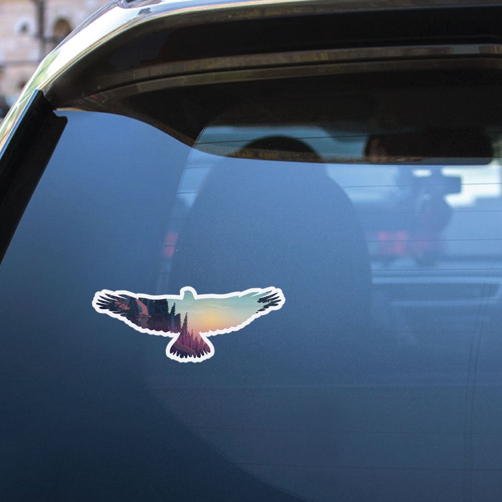 Eagle Silhouette Landscape Sticker Decal