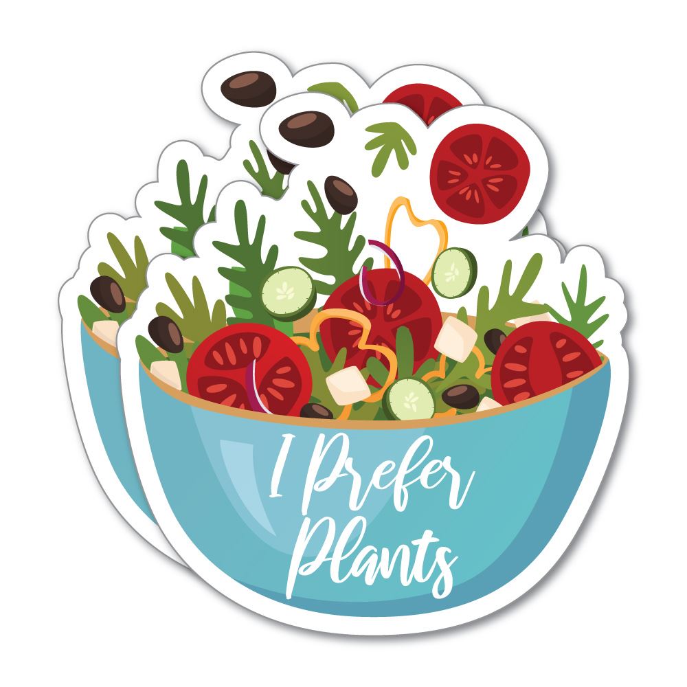 2X I Prefer Plants Salad Bowl Sticker Decal