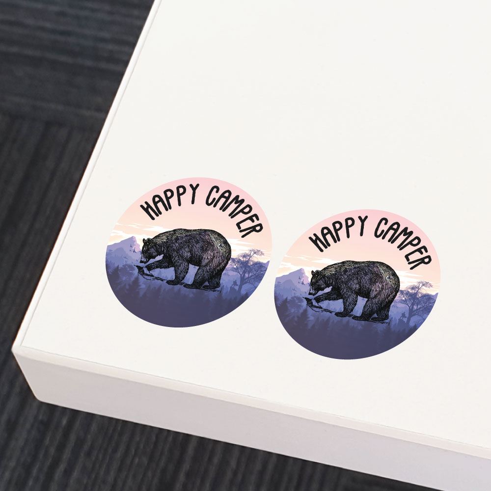 Happy Camper Bear Sticker Decal