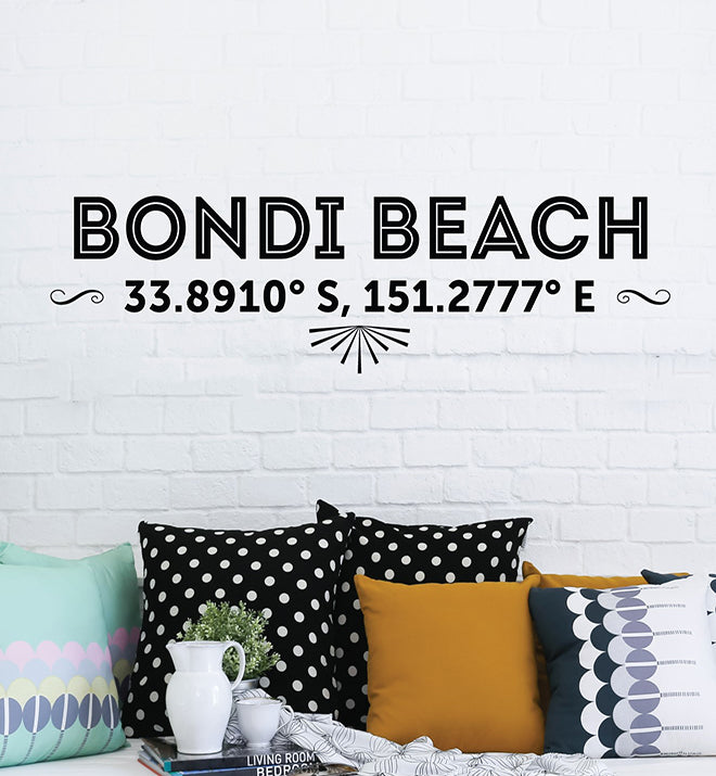 Bondi Beach Latitude Longitude Wall Sticker