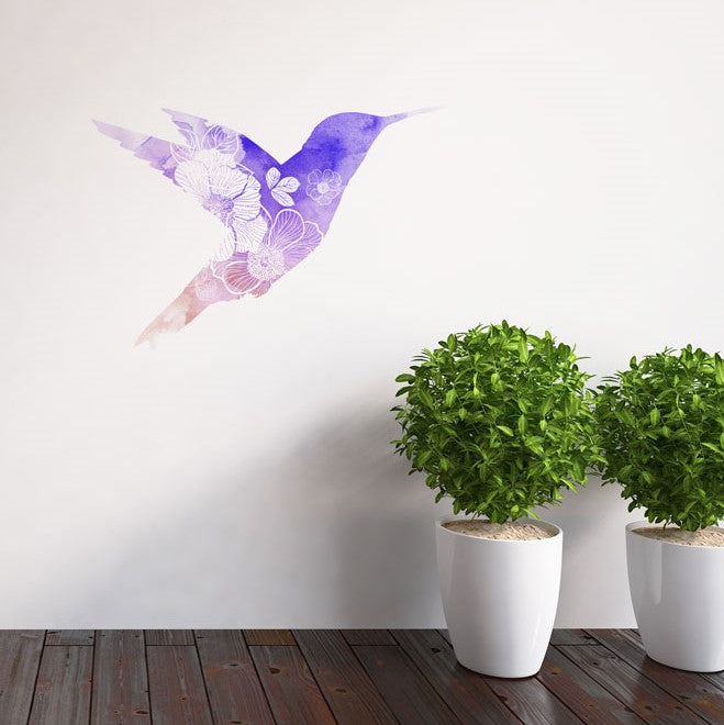 Watercolour Flowery Bird Wall Sticker