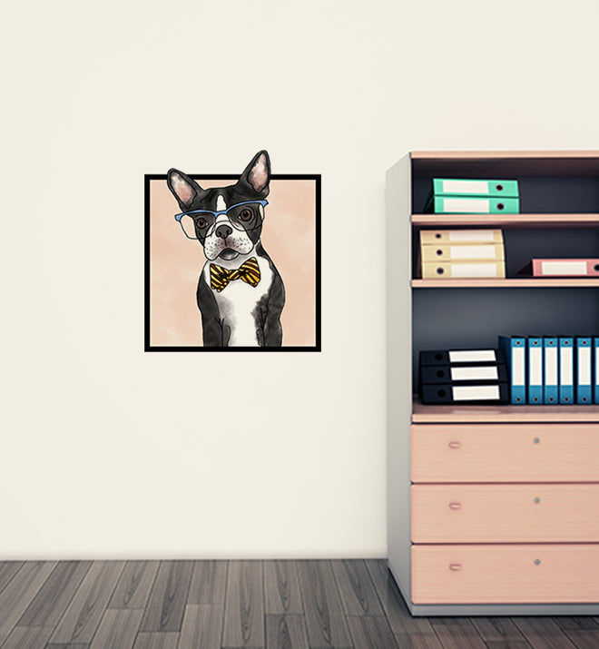 Boston Terrier With Glasses Wall Sticker
