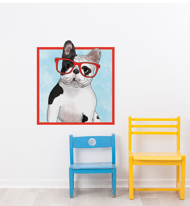 French Bulldog With Glasses Wall Sticker