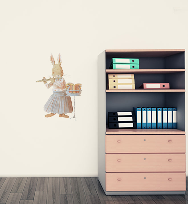 Rabbit Learning Flute Wall Sticker