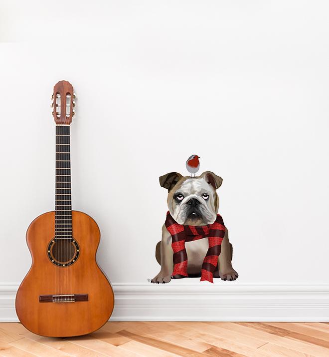 English Bulldog With A Scarf Wall Sticker