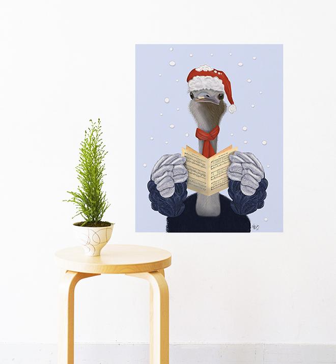 Ostrich Singing Christmas Carols Wall Sticker