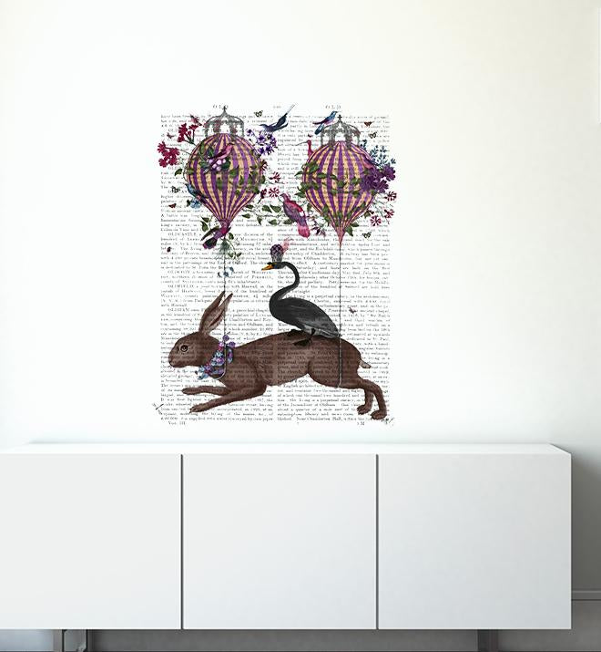 Hare Birdkeeper On Newspaper Wall Sticker
