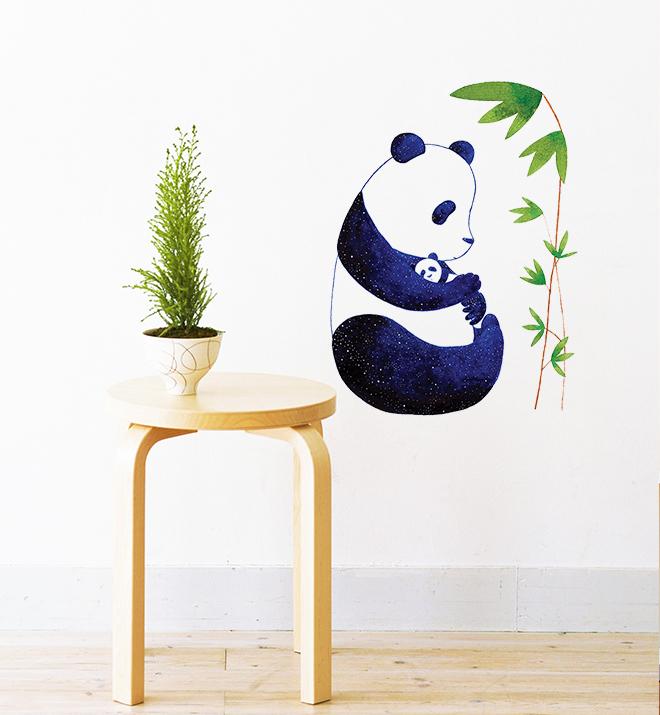 Mother Panda Holding Young One Wall Sticker