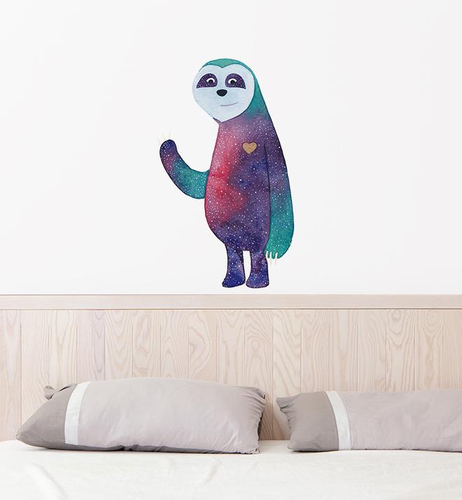 Happy Galaxy Sloth Wall Sticker