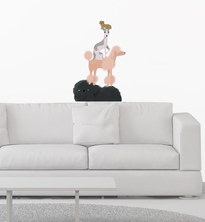 Silly Stacked Dogs Wall Sticker