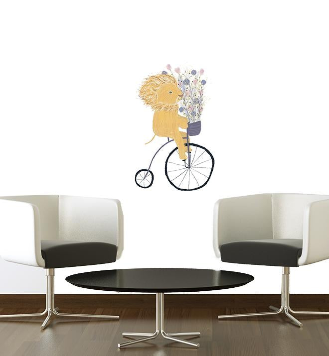 Lion Riding Bike Wall Sticker