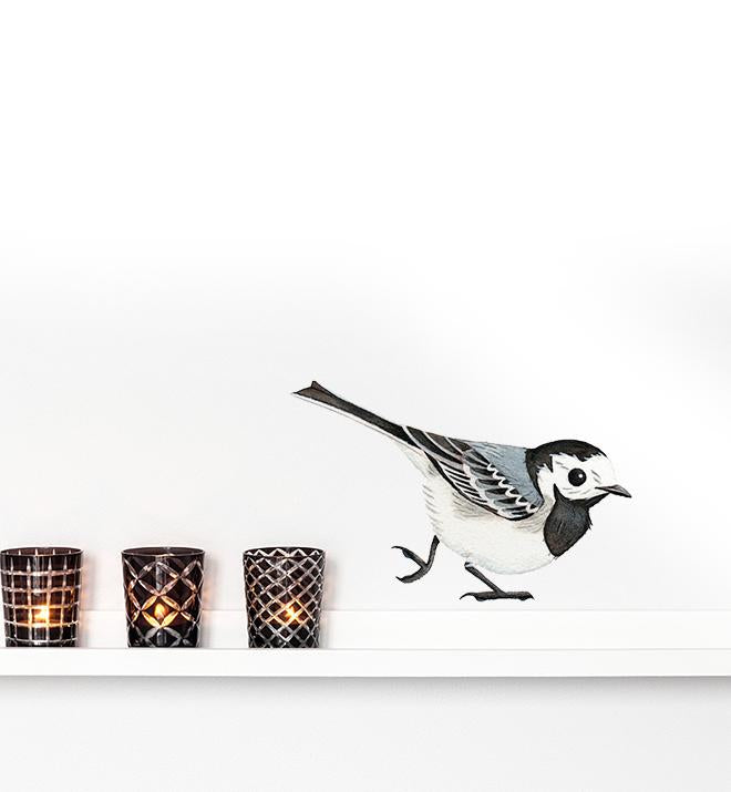 Curious White Wagtail Wall Sticker