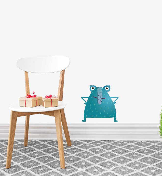 Blue Long Nosed Monster Wall Sticker
