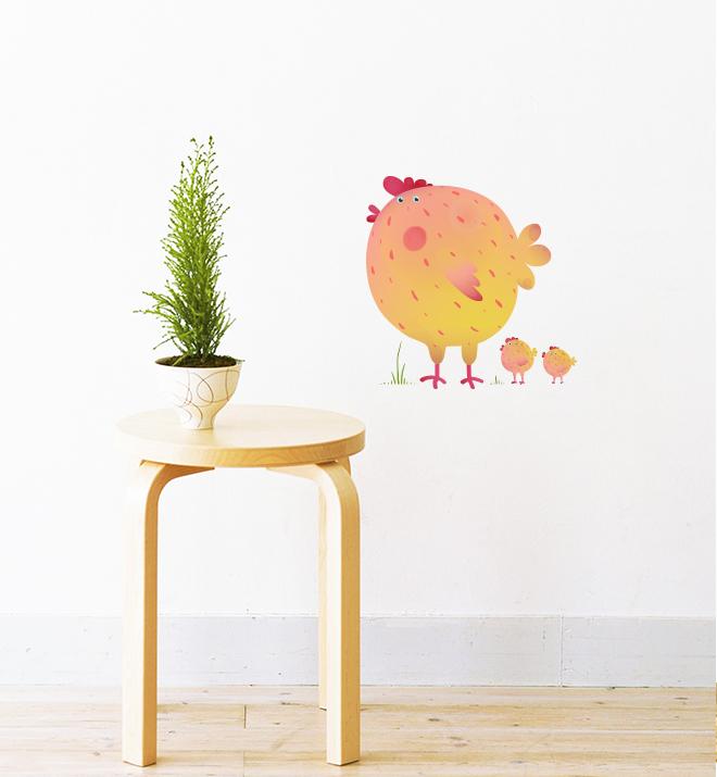 Chicken Family Together Wall Sticker