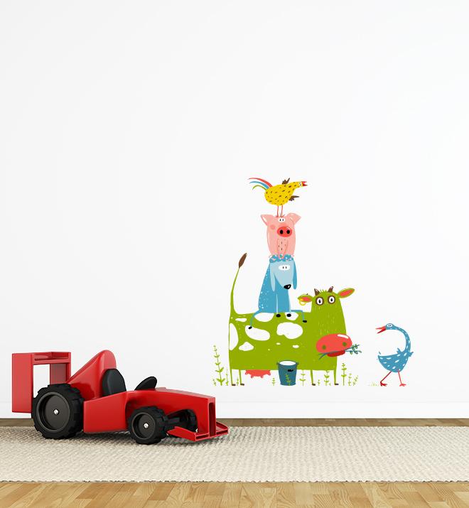 Farm Animals All Stacked Wall Sticker