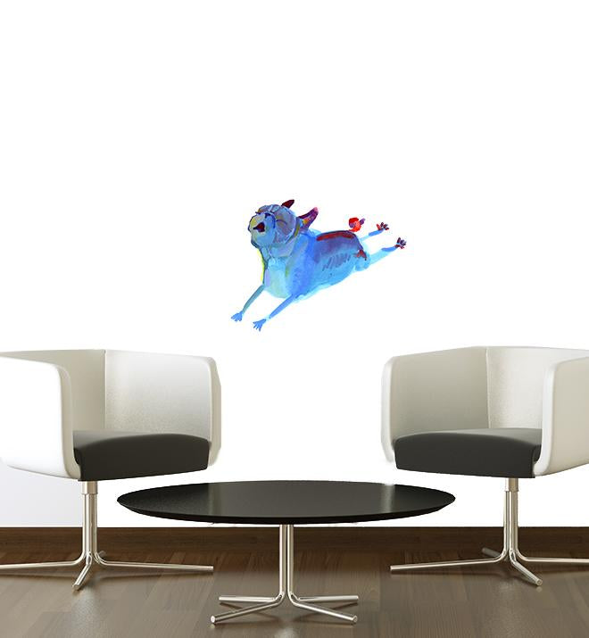 Paint Pugs Blue Leaper Wall Sticker