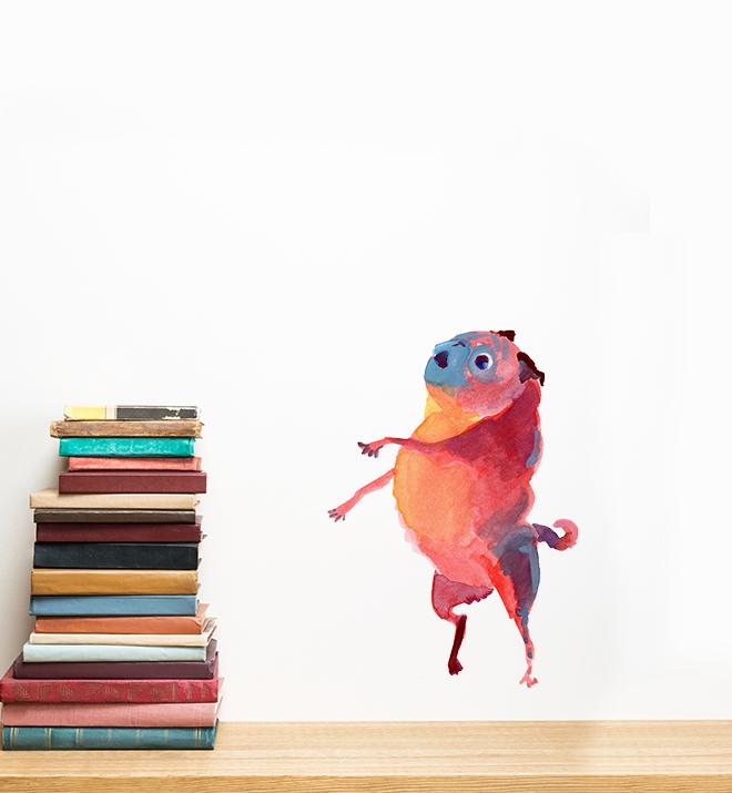 Paint Pugs Pink Walker Wall Sticker