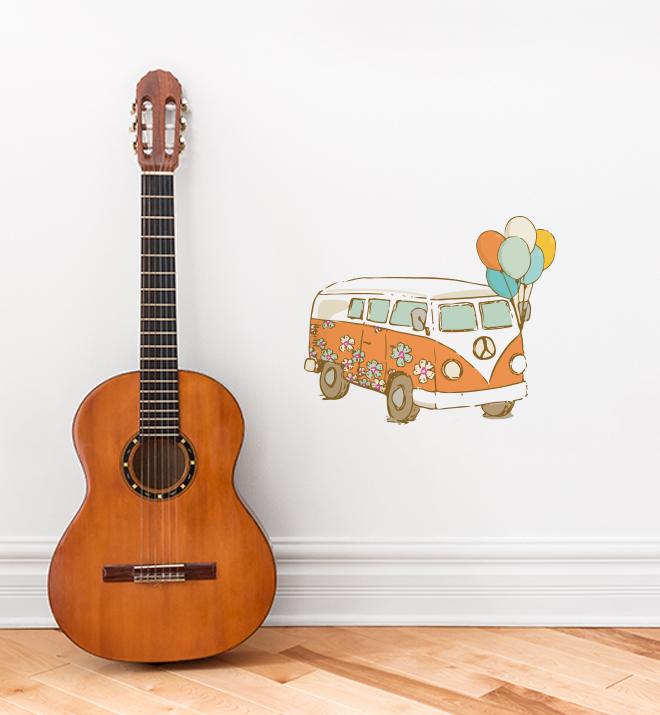 Van With Balloons Wall Sticker