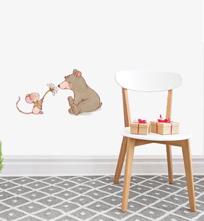 Bear With Mouse Wall Sticker
