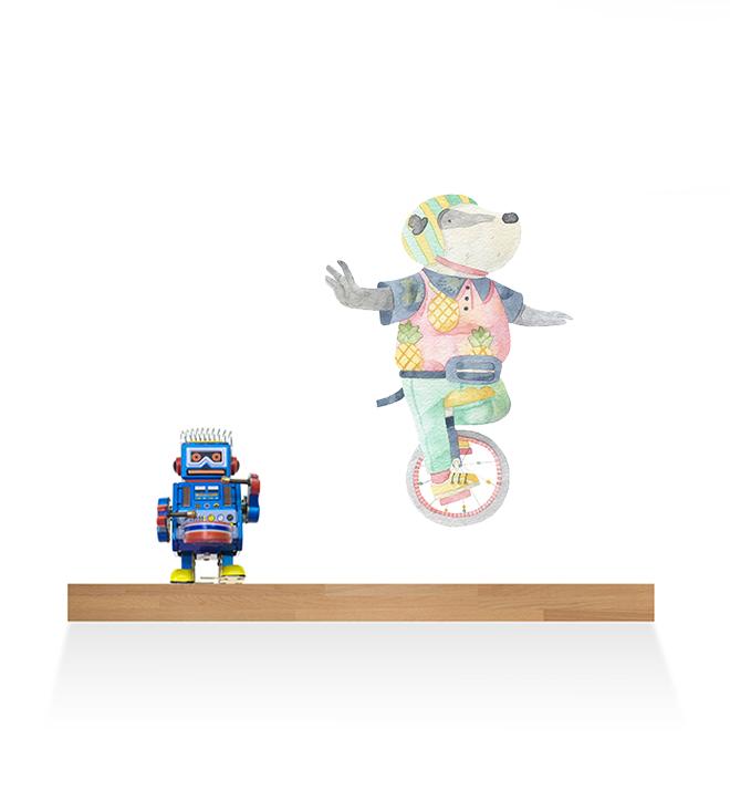 Francois The Unicycle Bear Wall Sticker
