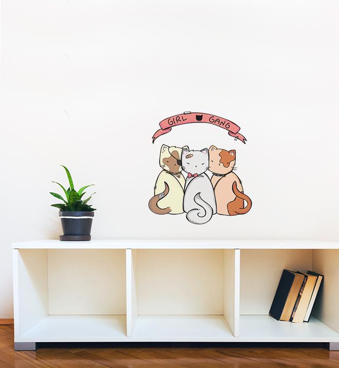 Cat Girl Gang Wall Sticker