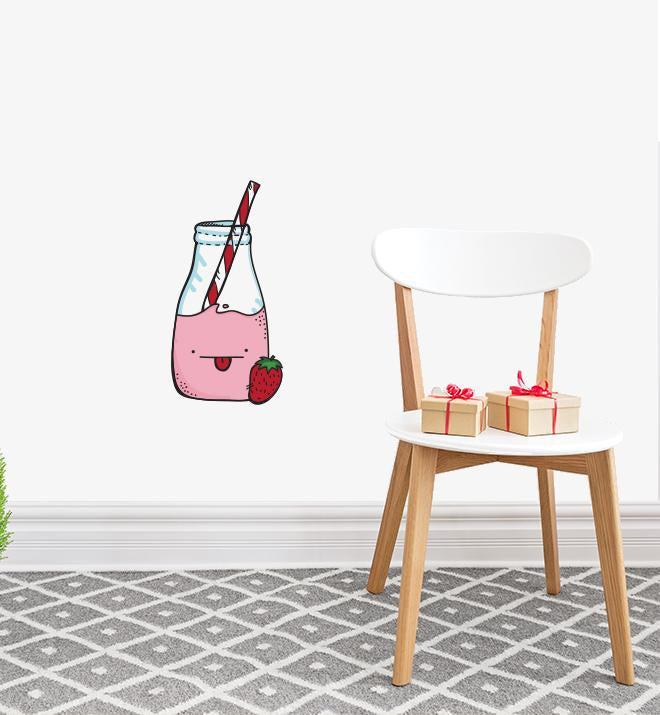 Yummy Strawberry Milk Wall Sticker